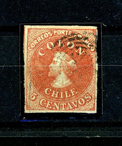 Sellos Postales De Chile. Primera Emisión, N° 4, Año 1854.