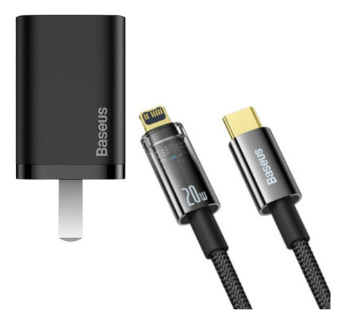 Cargador Pared Baseus Usb C 20w + Cable Lightning 2 Metros