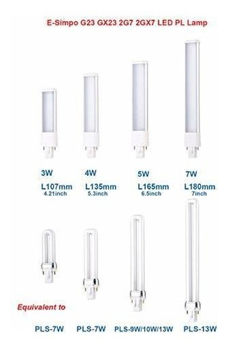 Bombillas Led E-simpo, G23, 7 W, 7.1, Pls-13 W, Repuesto, G2