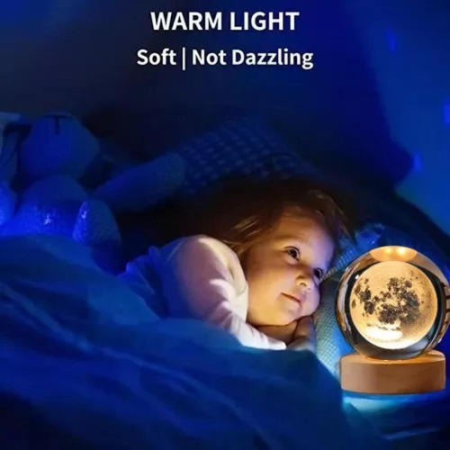 Led Luz De Noche 3d Bola Cristal Luna