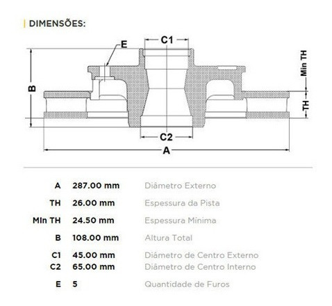 Disco Freio Dianteiro Ranger Xlt 2.3 16v Duratec 2007 - 2009