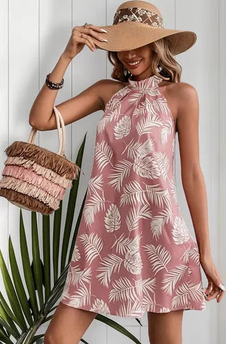 Vestido Corto Casual Estampado Estilo Tropical Teffy