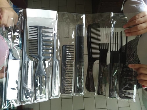 Kit De 10 Peines Para Barbería Peluqueria Cabello