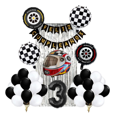 Globos Metalizados Carreras De Carros Globo Casco Racing 