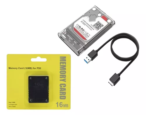 Kit Para Play 2 HD Externo 500GB + Memory Card com OPL