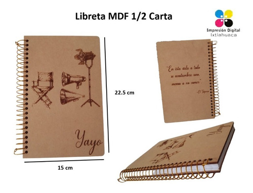 Paquete De 30 Libretas Mdf 1/2 Carta 22.5x15 Cm