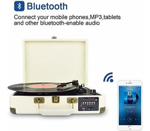 Tornamesa Bluetooth, Radio Fm, Puerto Usb, Blanco