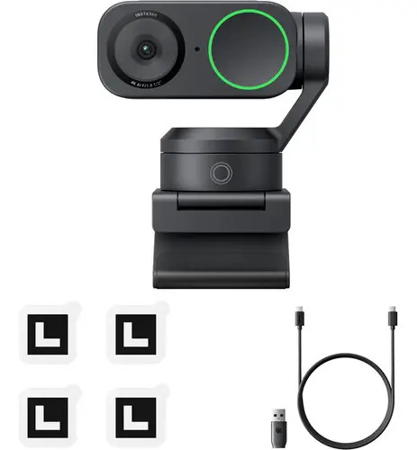 Webcam Insta360 Link 2 60fps 4k Para Streaming Profissional Inteligência Artificial com Sensor de Rastreamento e Controle de Gestos Microfone Embutido