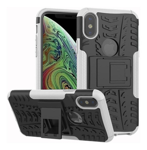 Carcasa Reforzada Con Soporte Para iPhone XS Max / Blanco