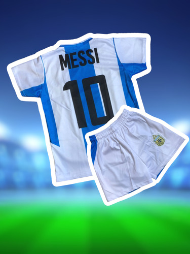 Conjunto Uniforme Fútbol Messi Argentina 2025 Blanco Messi 6