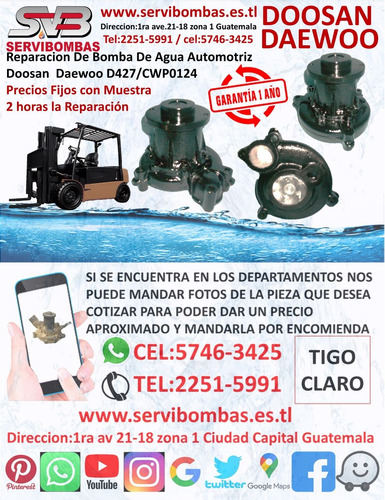 Bombas De Agua Automotrices Doosan Daewoo Dl06 Dx140 Excavad