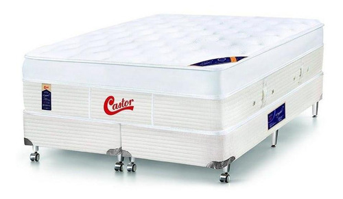 Cama Box+colchão Castor King Size Pocket Vitagel Max 193x203 Cor Branco