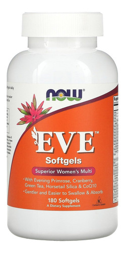 Eve Now Foods Multi Feminino Superior 180 Softgels Saúde Da Mulher