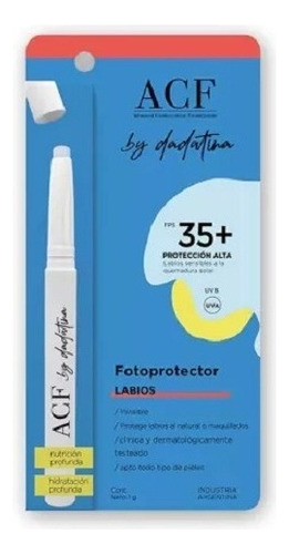 Fotoprotector Labial Acf By Dadatina Camuflaje Uv Labios