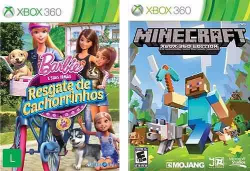 Combo Jogos Minecraft + Barbie E Suas Irmãs Para Xbox 360