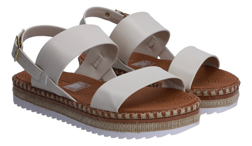 Sandalia Dama Moleca Confort Blanca Con Hebilla