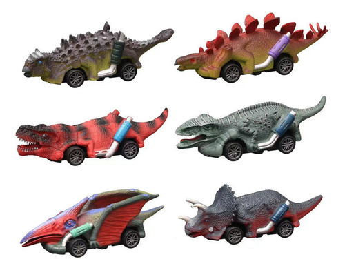 Dinosaur Toys, 6 Coches Retráctiles, Con Tracción, Color, Pa