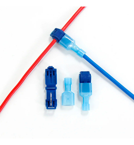 50x Conector Derivação Tipo T Azul 1,5 A 2,5mm Emenda Rápida