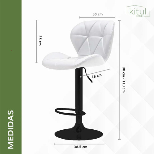 Set 2 Bancos De Cocina Barra Silla Taburete Capitonado Alto Acolchado Color Blanco