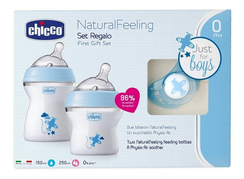 Chicco Set De Regalo Natural Feeling ,color Azul 