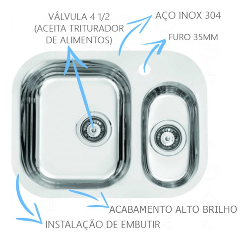 Cuba Dupla Alto Brilho C/ Acessórios 54,5x40x18/13cm Docol