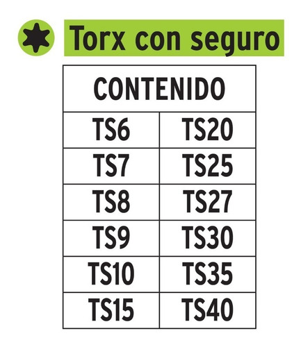 Juego De 12 Puntas Torx Con Seguro Largo 2'' Truper 101675