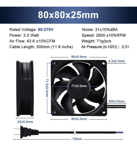 Ventilador Axial Ec Wathai Ac 110v 115v 120v 220v 240v...