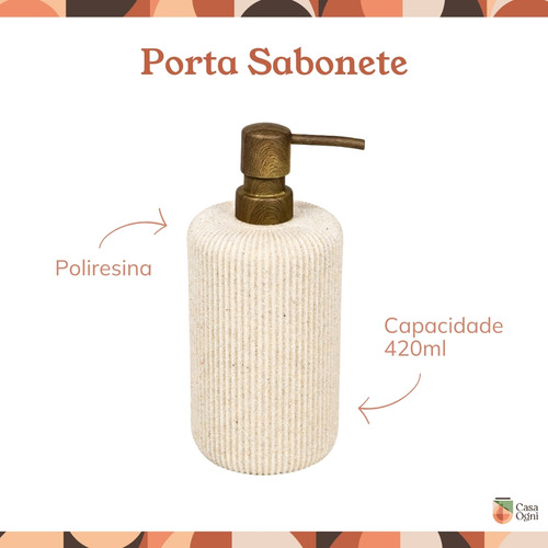 Porta Sabonete Líquido 420ml Poliresina Areia Saboneteira