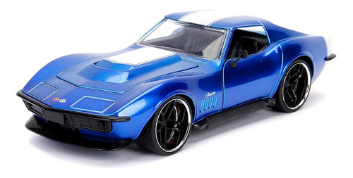 Jada 1969 Corvette Stingray Zl 21 Azul Con Rayas Blancas Big