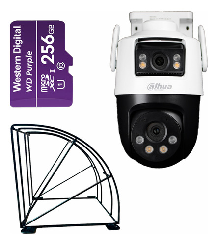 Kit cronos Cámara Dahua Ip Pt Dh-p5d-3f-pv Wifi Cruiser Dual 8mp Audio Bidireccional Auto Tracking + Microsd 256gb + Protección Metálica + Accesorios Cctv Wpt1439dd-plus-256