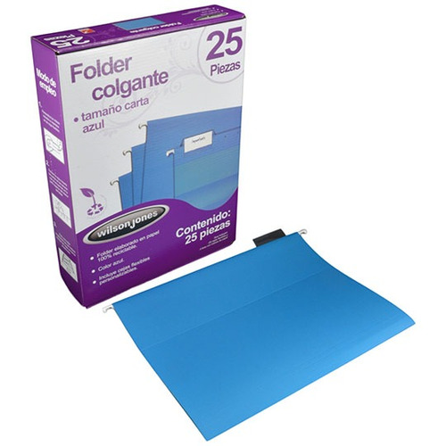 Folder Colgante Wilson Jones P3638 Carta Azul Paquete  C/25