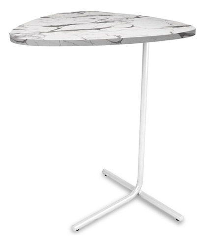 Mesa Para Sofá Mesinha Lateral De Apoio Sterling Cor Branco Vulcano