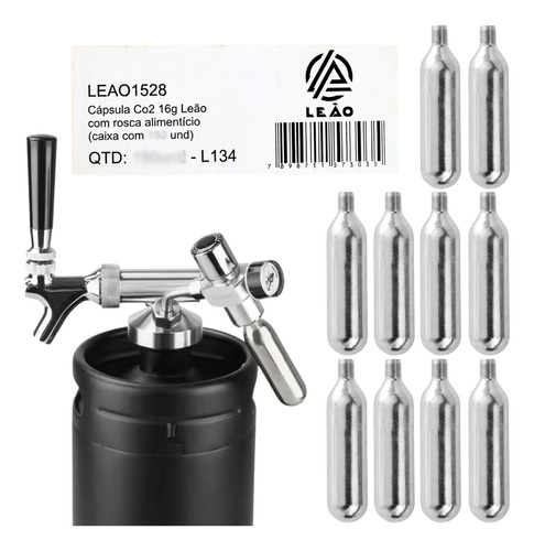 10 Cartucho De Co2 16g Com Rosca Chopeira Ikeg