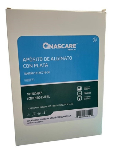 Aposito Alginato De Calcio Con Plata 10x10 Caja X10
