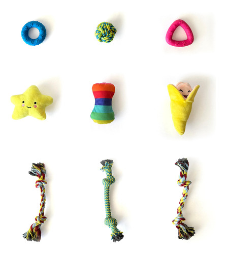Kit De 9 Juguetes Para Mascotas Chicas Y Cachorros