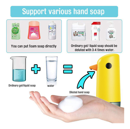 Dispensador De Jabón En Espuma Para Niños, Bonito Color Amar