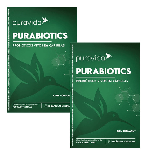 2x Purabiotics Probióticos Vivos Com 30 Cápsulas - Puravida Sabor Sem Sabor