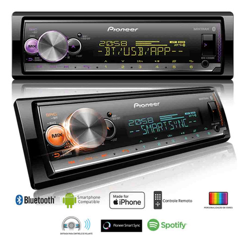 Som Automotivo Pioneer Usb Mp3 Mvh-x3000br Bluetooth Complet