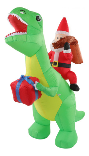 Dinosaurio Inflable Decorativo C/diseño Navideño P/exterior