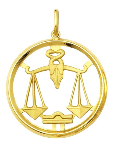 Medalha Zodiaco Signo Libra 100% Ouro 18k Grande K400