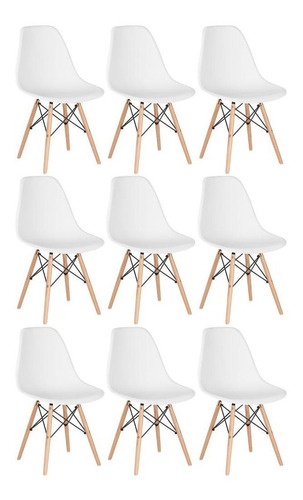 9 Cadeiras Eames Wood Dsw Eiffel Casa Jantar Colorida Cores Cor da estrutura da cadeira Branco
