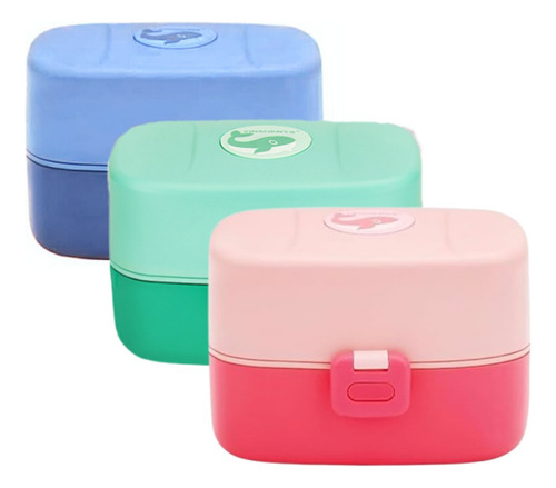 Set De Viandas Infantil Lunchera Hermética Con Cubiertos Rosa