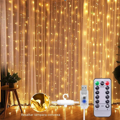Cortinas Decorativas Luz Led Control Remoto 300 Leds 3x3m