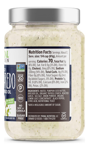 Primal Kitchen Salsa Para Pasta Alfredo Sin Lácteos, Paquete