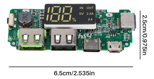 Banco De Energia Móvel Led Dual Usb 5v 2.4a Micro/-c Usb 186