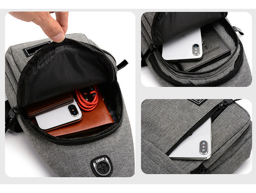 Bolso De Hombro Unisex Moderno Con Orificio Para Cable, Orif