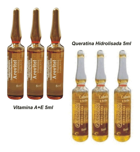 Imagem 1 de 5 de Arovitel Vitamína A+e/queratina Hidrolisada 5ml (3un De Cada