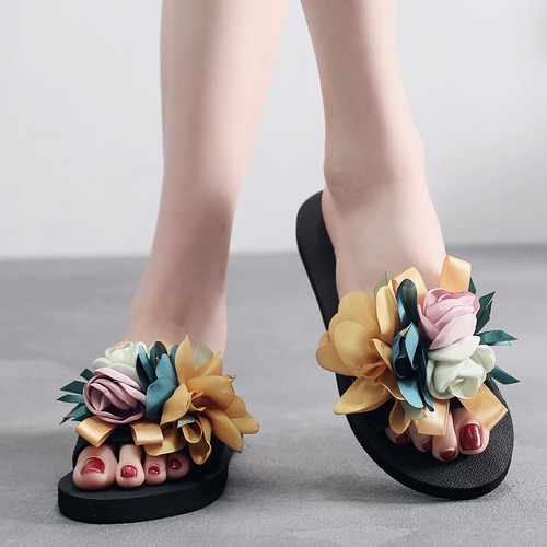 Zapatillas Planas Con Flores Bohemias Para Mujer, Sandalias