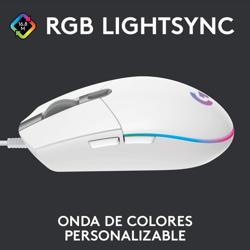Mouse gamer de juego Logitech G Series Lightsync G203 blanco