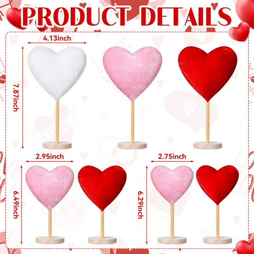 Valentine's Day Decorations Wenqik Velvet Heart Table Decor